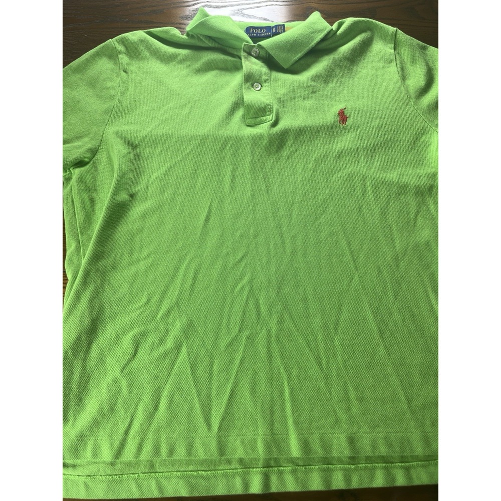 Polo Ralph Lauren Polo Shirt Mens XL Neon Green Red Pony Logo Classic Fit Cotton